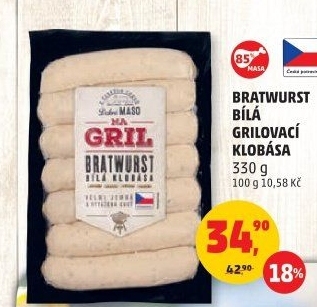 Klobása bílá grilovací bratwurst Na gril Penny