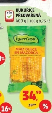 Kukuřice předvařená cukrová HuerCasa