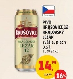 Pivo světlý ležák Královská 12° Krušovice