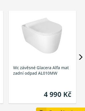 Wc závěsné Glacera Alfa mat zadní odpad AL010MW