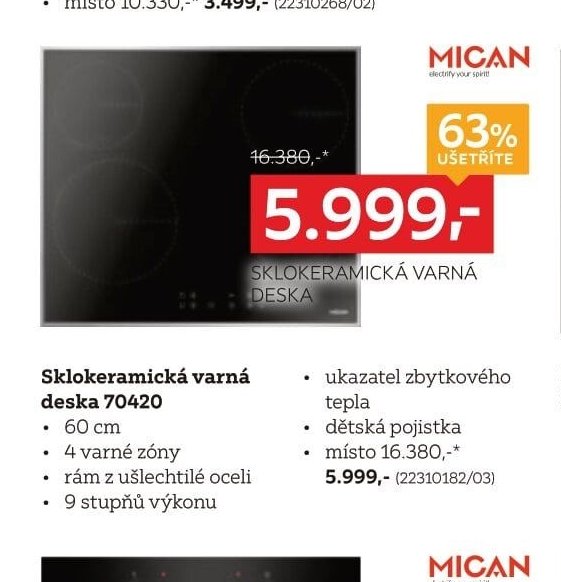 Sklokeramická varná deska 70420
