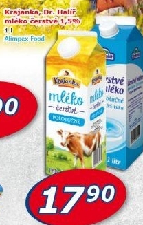 Mléko čerstvé Krajanka - 1,5% polotučné