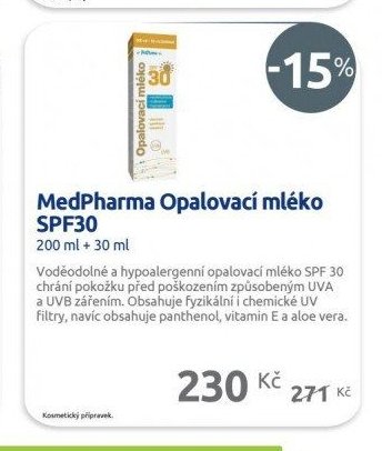 MedPharma Opalovací mléko SPF30