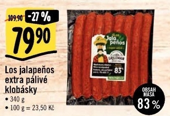 Klobásy na grilování Los Jalapeňos Kostelecké uzeniny
