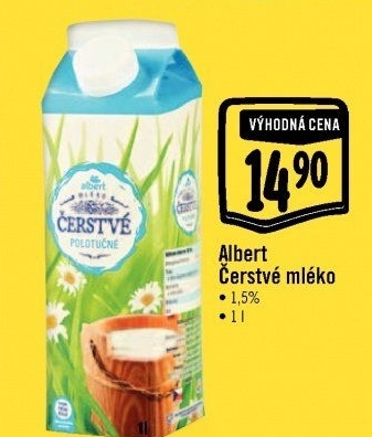 Mléko čerstvé Albert - 1,5% polotučné