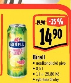 Nealkoholické pivo ochucené Birell