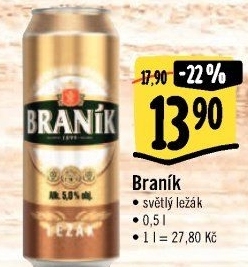 Pivo světlý ležák Braník