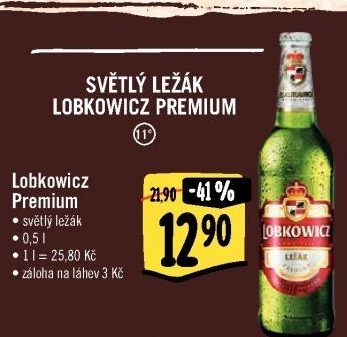 Pivo světlý ležák Premium Lobkowicz