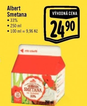 Smetana ke šlehání 33% Albert