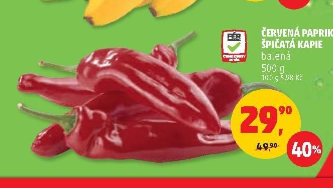 Červená paprika špičatá kapie balená, 500 g