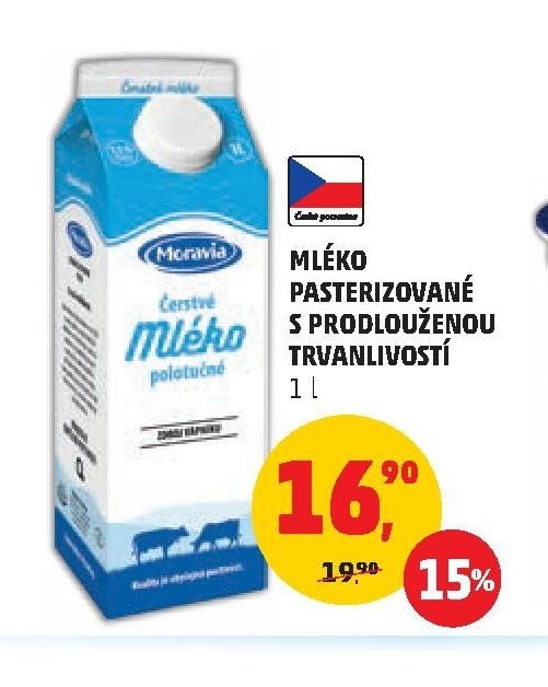 Mléko pasterizované s prodlouženou trvanlivostí 1 l