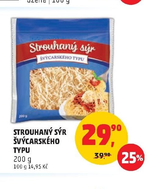 Strouhaný sýr švýcarského typu 200 g