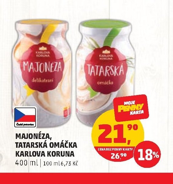 Majonéza, tatarská omáčka Karlova Koruna
