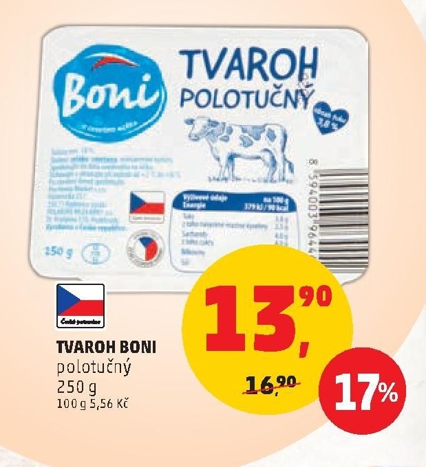 Tvaroh Boni polotučný 250 g
