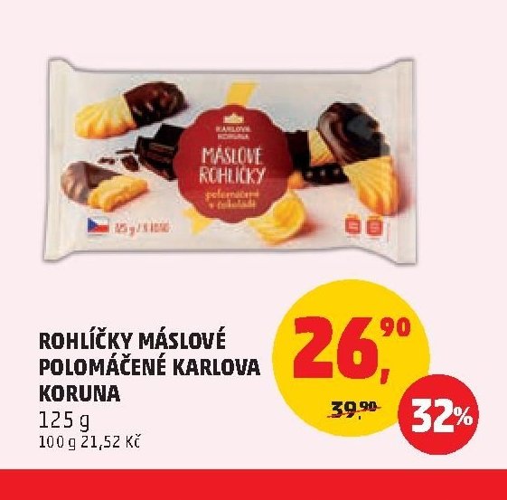 Rohlíčky máslové polomáčené Karlova Koruna