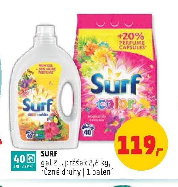 SURF gel 2 l, prášek 2,6 kg
