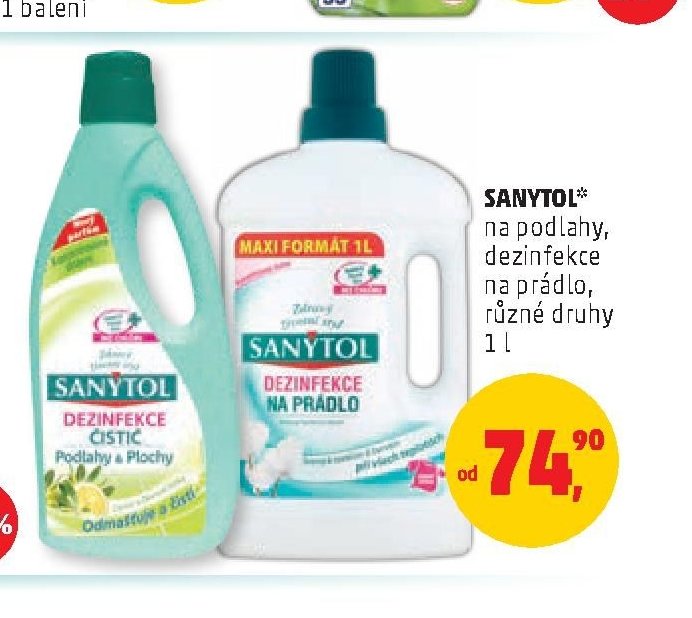 SANYTOL na podlahy, dezinfekce na prádlo
