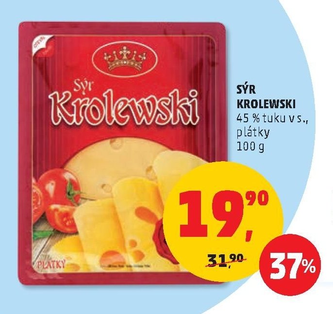SÝR KROLEWSKI 45 % tuku v s., plátky 100 g