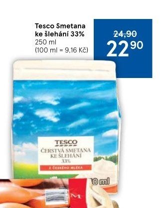 Tesco Smetana ke šlehání 33% 250 ml