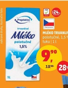 Mléko trvanlivé polotučné 1,5 %