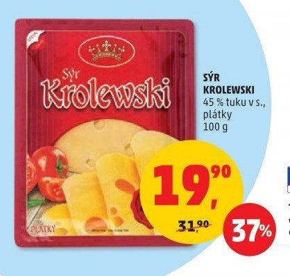 SÝR KROLEWSKI 45 % tuku v s., plátky 100 g