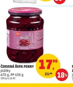 ČERVENÁ ŘEPA PENNY plátky 670 g