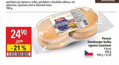 Penam Hamburger bulka sypaná sezamem