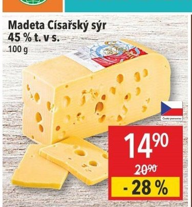 Madeta Císařský sýr 45 % t. v s.