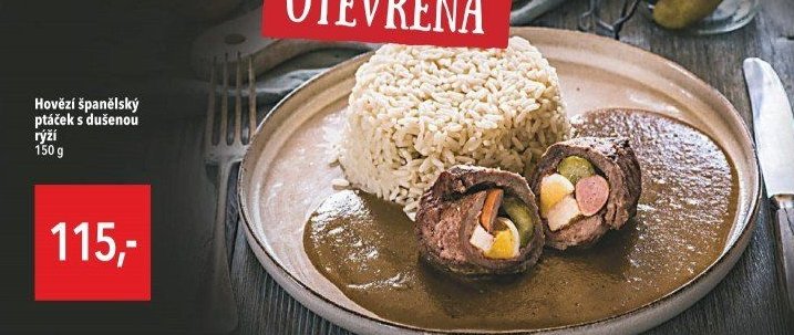 Hovězí španělský ptáček s dušenou rýží