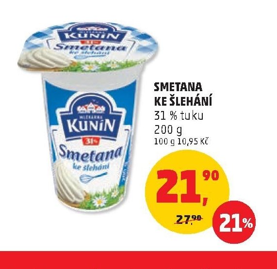 SMETANA KE ŠLEHÁNÍ 31 % tuku 200 g