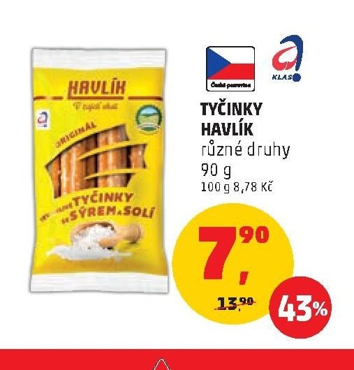 Tyčinky Havlík různé druhy