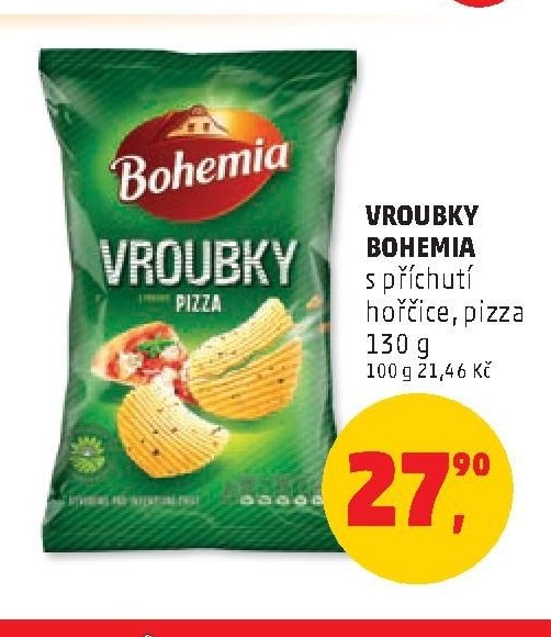 Vroubky Bohemia s příchutí hořčice, pizza