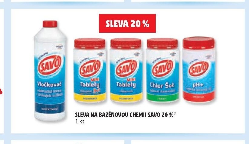 SLEVA NA BAZÉNOVOU CHEMII SAVO 20 %
