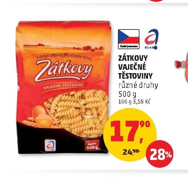 ZÁTKOVY VAJEČNÉ TĚSTOVINY různé druhy 500 g