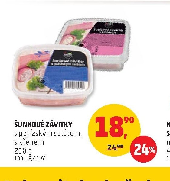 ŠUNKOVÉ ZÁVITKY s pařížským salátem, s křenem 200 g