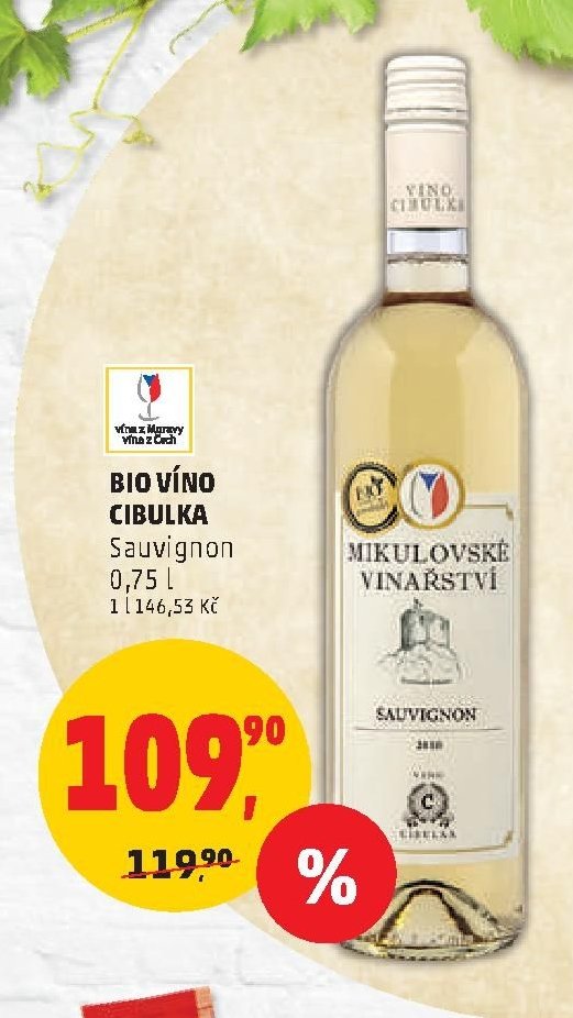 Bio víno Cibulka Sauvignon