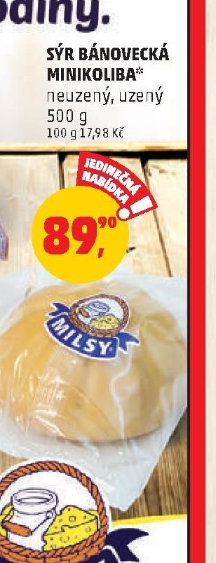 Sýr Bánovecká Minikoliba neuzený, uzený