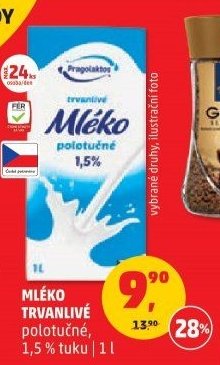 Mléko trvanlivé polotučné 1,5 % tuku 1 l