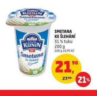 Smetana ke šlehání 31 % tuku 200 g