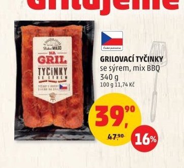 GRILOVACÍ TYČINKY se sýrem, mix BBQ