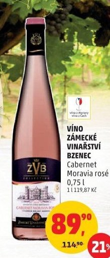 VÍNO ZÁMECKÉ VINAŘSTVÍ BZENEC Cabernet Moravia rosé 0,75 l