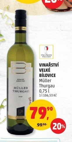 VINAŘSTVÍ VELKÉ BÍLOVICE Müller Thurgau 0,75 l