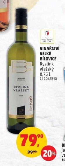 VINAŘSTVÍ VELKÉ BÍLOVICE Ryzlink vlašský 0,75 l