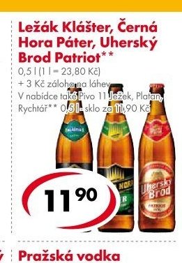 Ležák Klášter, Černá Hora Páter, Uherský Brod Patriot