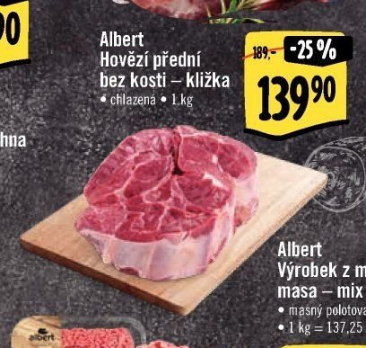 Albert Hovězí přední bez kosti - kližka