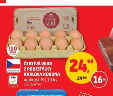 Čerstvá vejce z podestýlky Karlova Koruna