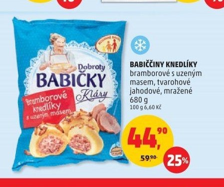 BABIČČINY KNEDLÍKY bramborové s uzeným masem, tvarohové jahodové, mražené