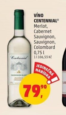 VÍNO CENTENNIAL* Merlot, Cabernet Sauvignon, Colombard 0,75 l