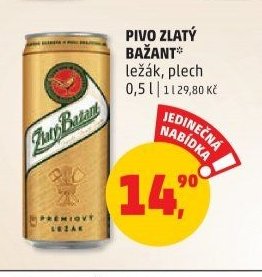 PIVO ZLATÝ BAŽANT* ležák, plech 0,5 l