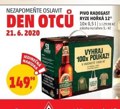 PIVO RADEGAST RYZE HOŘKÁ 12* 10x 0,5 l